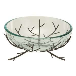    Exquisite Glass Bowl with an Artistic Metal Stand