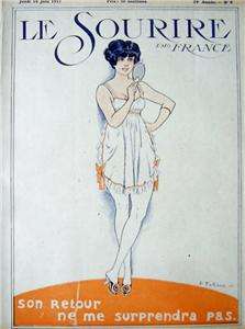 1917 LE SOURIRE French Art Deco Print by F. FABIANO  