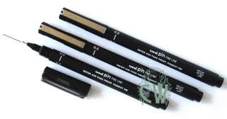 Uni Pin BLACK Fine Line Drawing Pens Size 0.2  