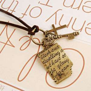 N85 Vintage Love letter Key Cross Necklace  