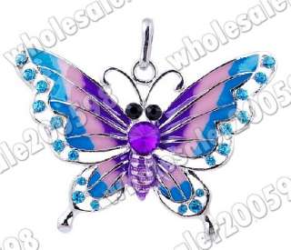 6pcs Butterfly 48*67MM Enamel&Rhinestone Alloy Pendants  