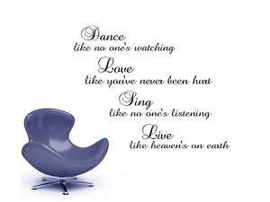 Removable Wall Sticker Quote  Dance Love  Sing  Live 2  