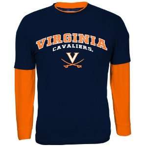  Virginia Cavaliers Navy Double Layer Long Sleeve T shirt 