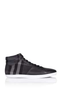 Burberry Brit  Grey Vintage Check Canvas Hightop Sneakers by Burberry 