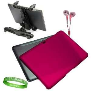 Galaxy Tab Car Headrest Mount Holder Cradle for Road Trips + Pink Hard 
