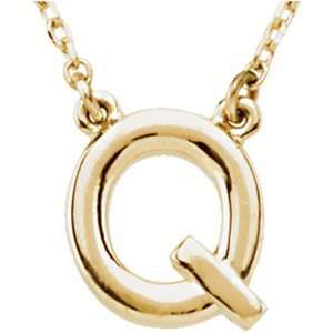   Fashion Block Initial Necklace 14K Yellow Q 16 CleverEve Jewelry