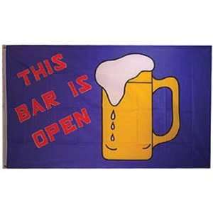  This Bar Is Open Beer Flag 3ft x 5ft Patio, Lawn & Garden