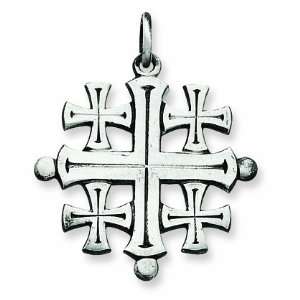  Sterling Silver Antiqued Jerusalem Cross Pendant Jewelry