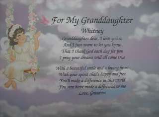 ANGEL GRANDDAUGHTER PERSONALIZED POEM THE PERFECT GIFT  