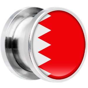  2 Gauge Stainless Steel Bahrain Flag Saddle Plug Jewelry