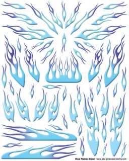 Pinewood Derby Car Blue Flames Decal  