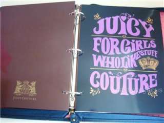   Couture School Girls Notebook Pink Velour Zip Binder Folder Paper