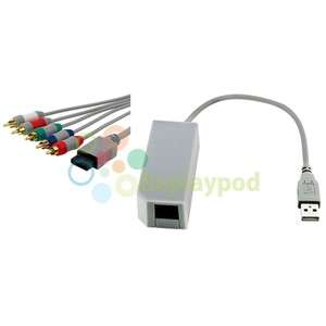 480p Component Cable + USB Internet Lan Adapter for Wii  