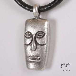 Mens Pewter African Mask Surfer Leather Necklace  
