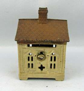 Antique Building with Chimney Cast Iron Coin BANK  