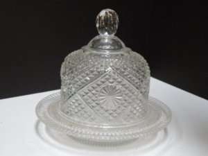 EAPG PRESSED GLASS ANTIQUE BUTTER DISH  