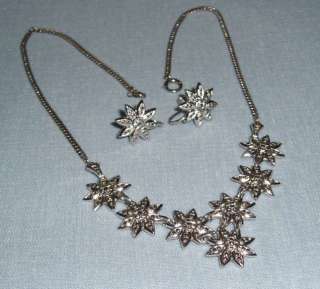Vintage Sterling Silver & Marcasite Necklace & Earrings 21.0 grams 