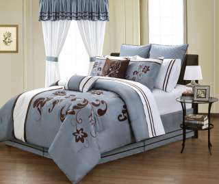 New Bed In a Bag Brown Aqua Blue Gramercy Comforter set   Queen,King 