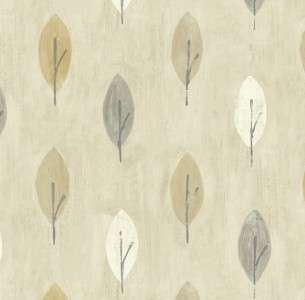 Wallpaper Designer Modern Leaves Leaf Taupe Beige Faux  