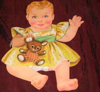 Vtg Baby Doll Squeak Squeaker Paper Clothes Lot Dress Bonnet Shoes Toy 