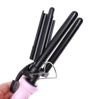 Three Barrel Ceramic Stainless Steel Hair Jumbo Waver Styler Curling 