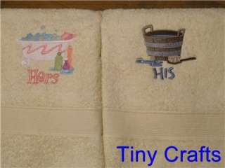 His & Hers Bath Wash Tub Hand Towel Set Bride New Home RTS/Ready to 