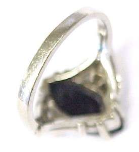 Black Onyx & White CZ Accented 10KT Solid Gold Womens Ring; Size 5.75 