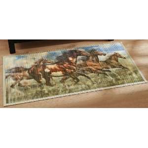 Western Galloping Horses Horse Bamboo Floor Runner Area Rug Country 