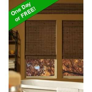 YourBlinds Woven Wood Shades   Intermediate Bamboo w/Blackout Liner 
