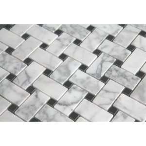   Carrara Bianco Polished 1x2 Basketweave Mosaic Tile