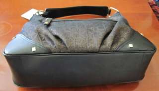 NWT Calvin Klein Black Brown Metallic Logo Satchel Hobo Bag Handbag 