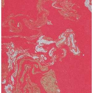 India Exotic Marbled Paper  Red with Gold & Silver 22x30 