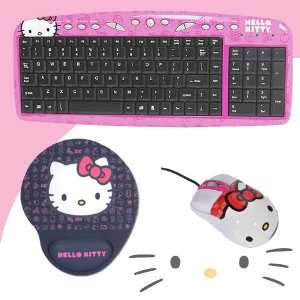Keyboard with Hot Keys #90309K (Pink) + Hello Kitty USB Optical Mouse 