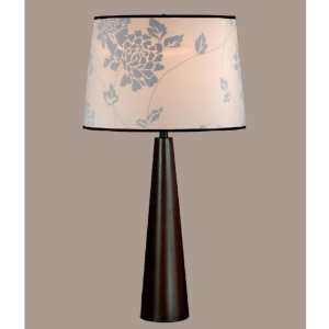   Pascal 1 Light Table Lamp, Brown Wood, Faux Silk Fabric Shade, B9228