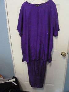 Carole Little silk purple pant & top w/beading sz 22W  