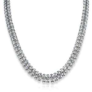   Lovette Isis Bridal Collection CZ Bezel Set 2 Row Necklace: Jewelry