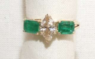 Estate 14K Gold 2.55ct Emerald & Champagne Diamond Ring  