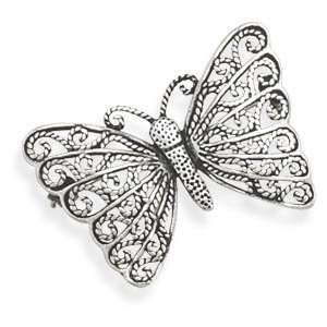  Sterling Silver Ornate Butterfly Pin West Coast Jewelry 