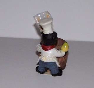 Black Pug chef dog toothpick or ring holder resin figurine in gift box 