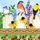 BERRY PATCH BIRDS ON THE FENCE STRIPE FABRIC