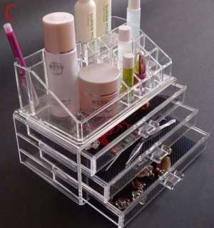 Thick acrylic clear cosmetic case makeup organizers cube box with 