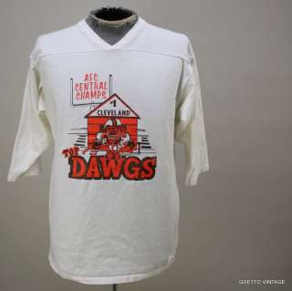 Vtg 80s CLEVELAND BROWNS AFC Champs NFL Football Jersey t shirt LARGE 