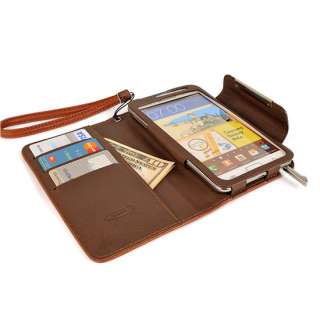   Leather BROWN Color Edge Case Cover Flip Clutch Diary Wallet  