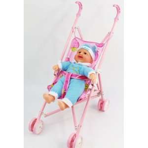  (Blue Doll) Pink Baby Doll Stroller Good Quality safe Toys 