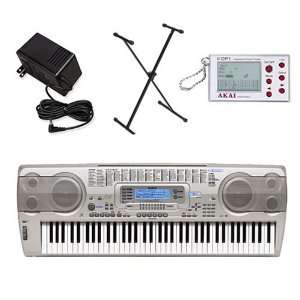  Casio WK3200AD Keyboard with Power Supply, Stand and Akai 