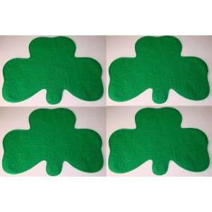 Set of 4 Shamrock Placemats St. Patricks Day Irish Clover Green 