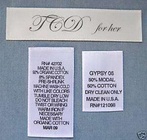250 PIECES CUSTOM PRINTED CARE TAGS CLOTHING LABELS  
