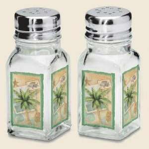 PALM tree beach kitchen decor SALT and PEPPER SHAKERS &  