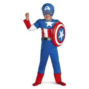  Boys Toddler Costume Marvel Captain America Muscle Kids 3T 
