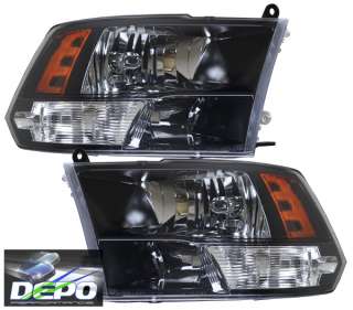 2009 2011 Dodge Ram 1500 Pickup Truck Black Head Lights OEM Style DEPO 
